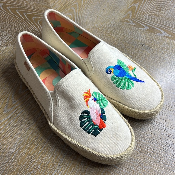 KEDS X Sunnylife Triple Double Decker Tropical Palms Parrot Espadrille Shoes - Picture 1 of 13